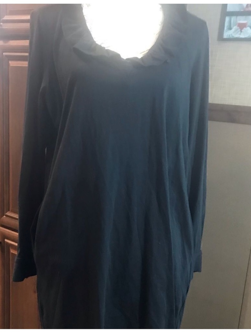 Black Ruffle V-Neck Long-Sleeve Mini Dress - Picture 9 of 12